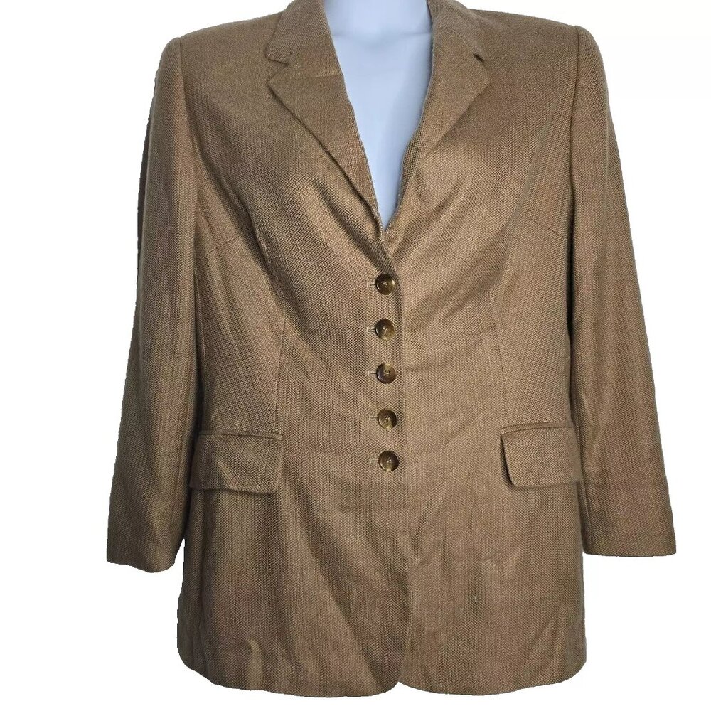 ESCADA Vintage Blazer Womens Size‎ 44 100% Cashmere Knit Brown Jacket
